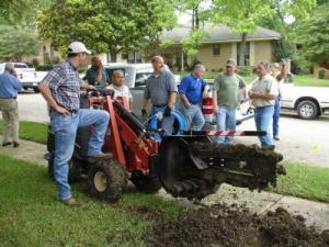 our Brighton Colorado sprinkler repair team gathers during an installation project